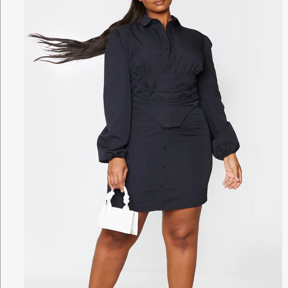 Plus Black Corset Detail Dress